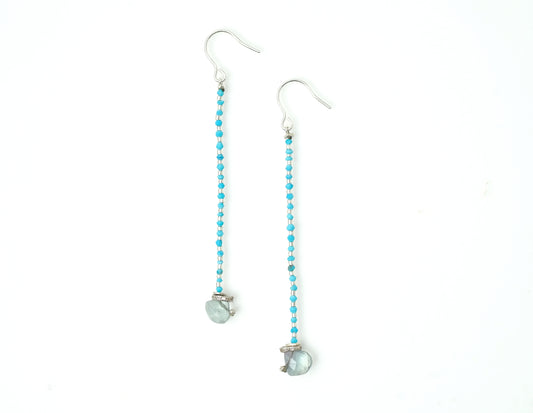 -Fluorite- 'turquoise・silver' long line_hooks