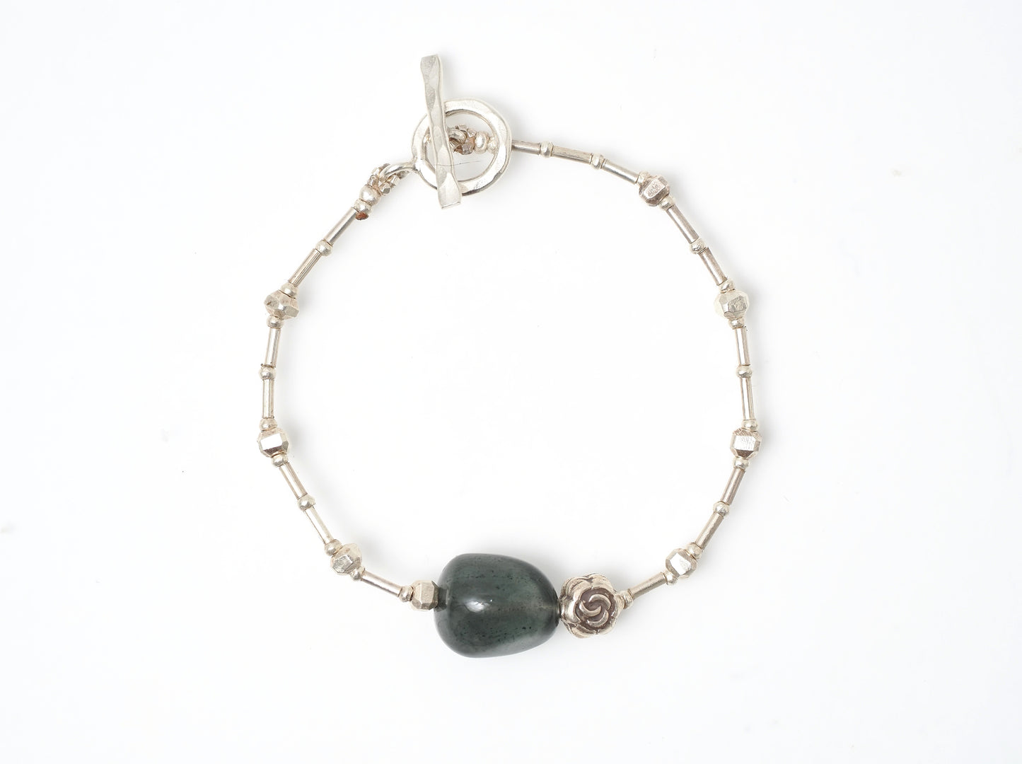 -Moss aquamarine- silver