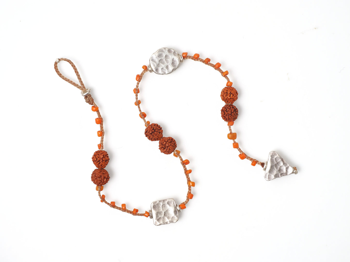 -Rudraksha・Karensilver- 'bonda beads' braid anklet