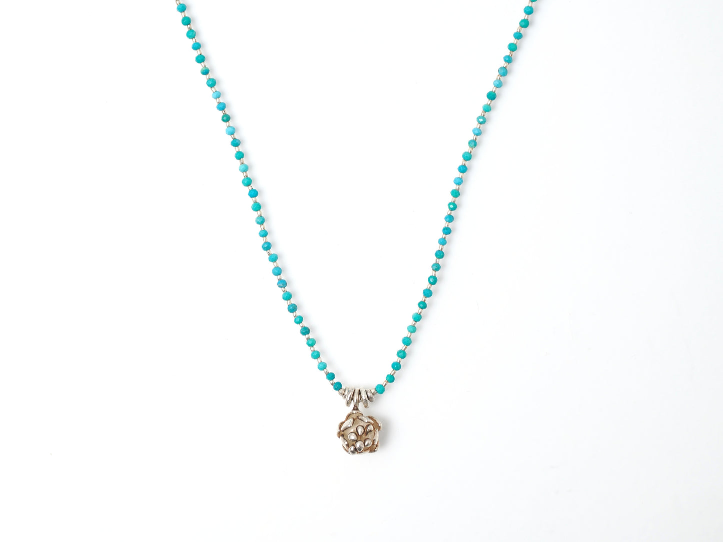 -Flower charm- 'turquoise・silver' pendant