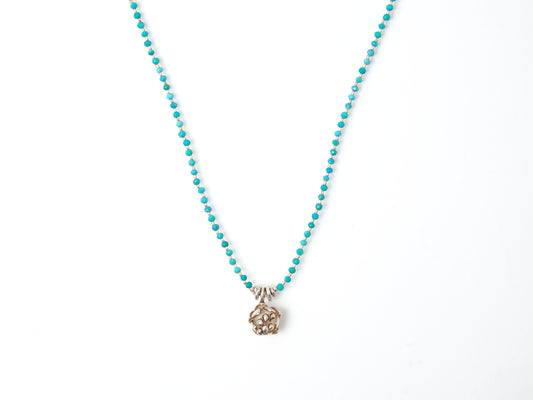 -Flower charm- 'turquoise・silver' pendant