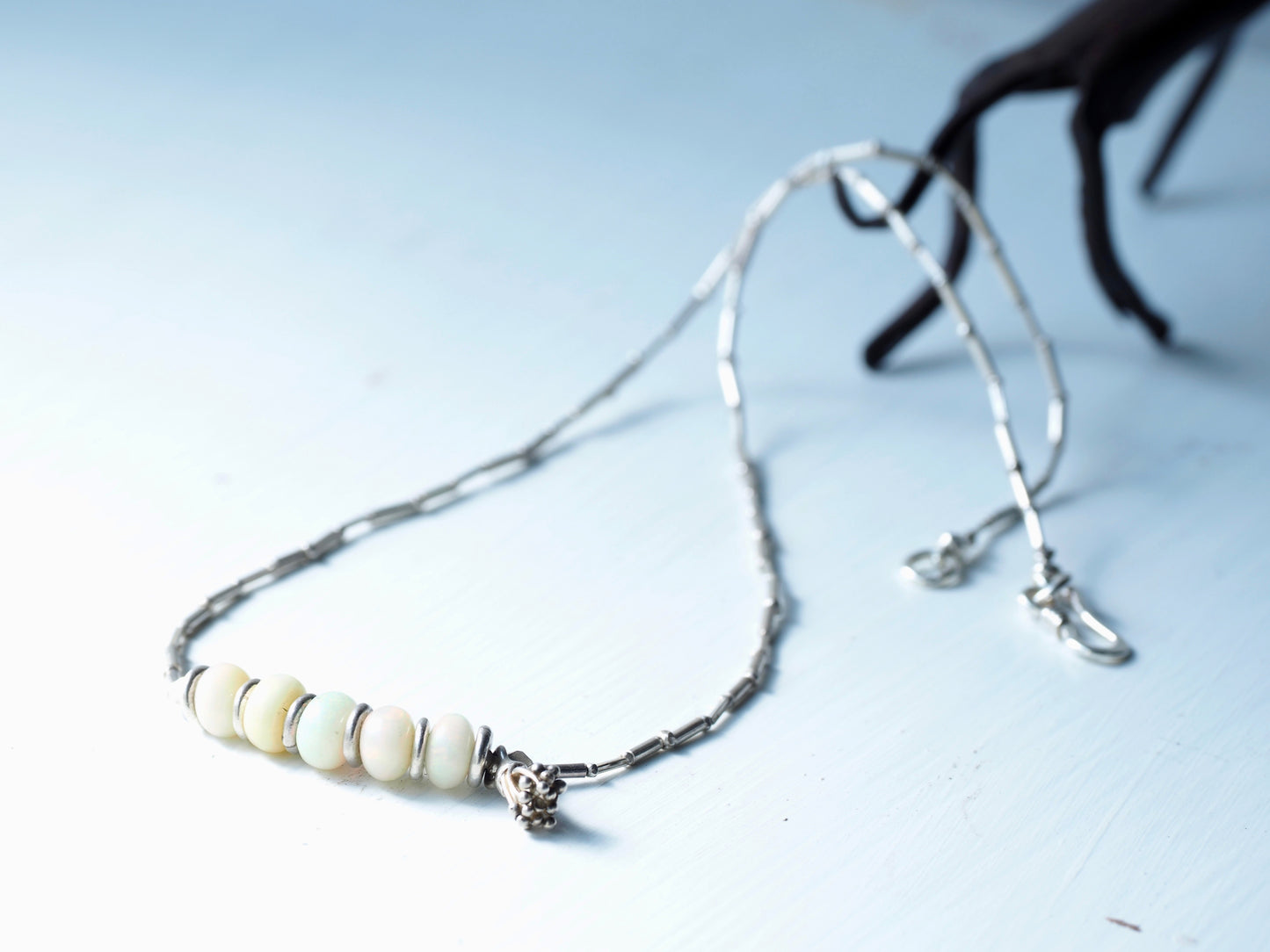 -Opal- silver necklace