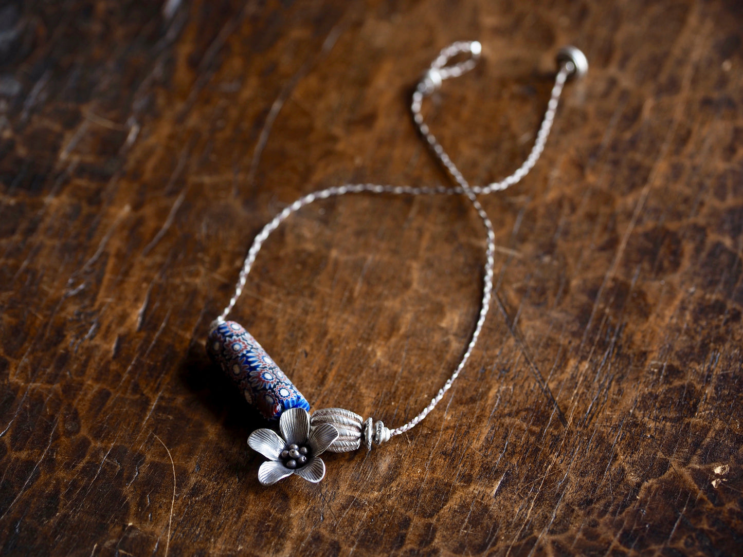 millefiori silver braid necklace 