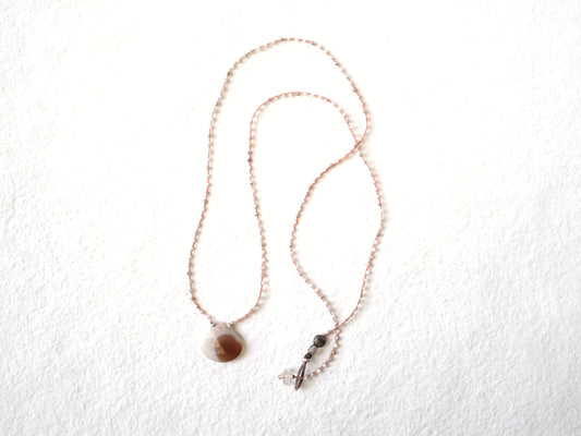 -Solar quartz- braid long pendant