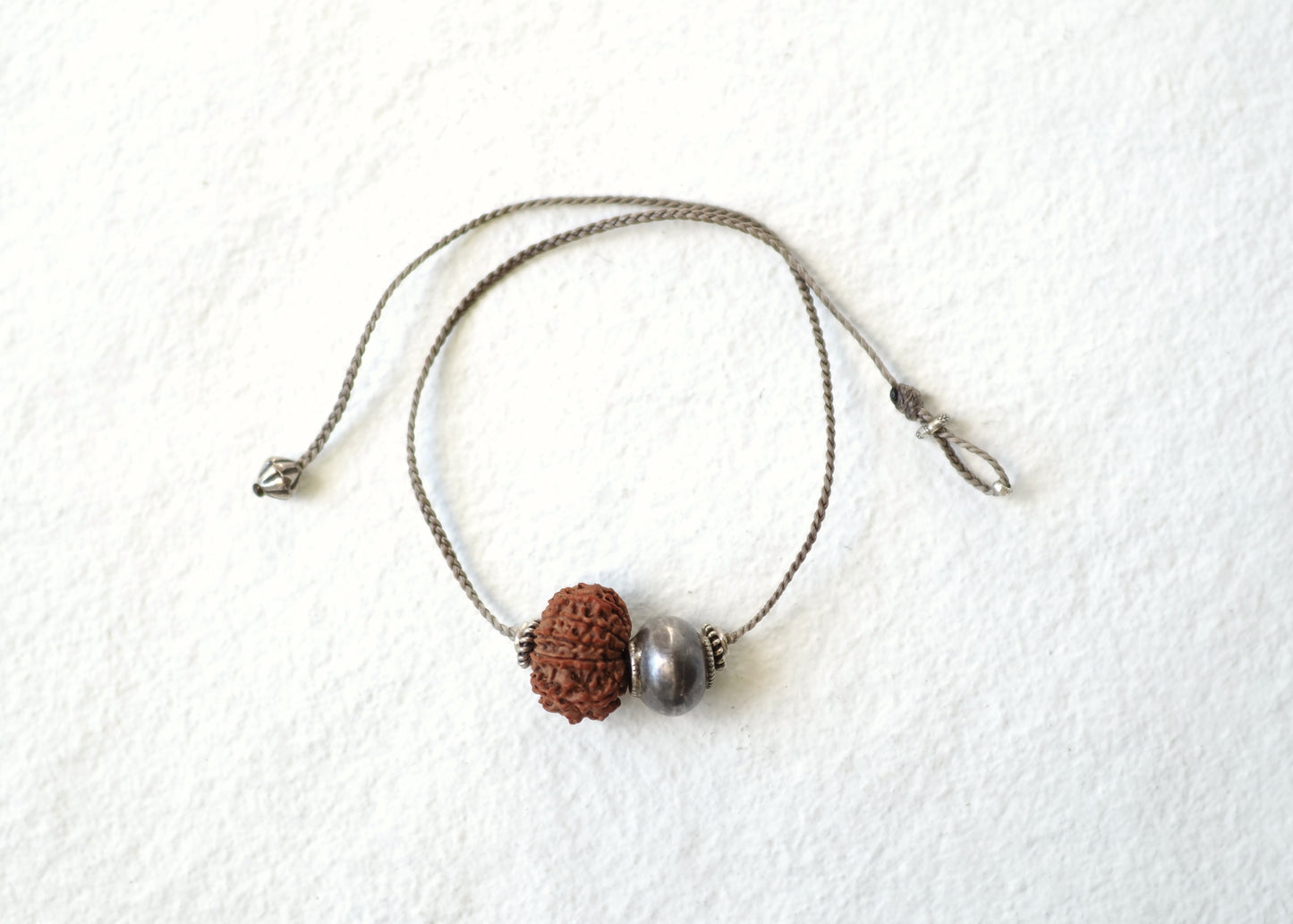 -"11_faces"Rudraksha・India old silver- code necklace