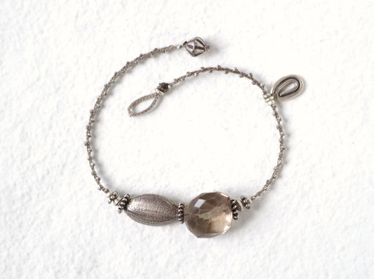 -Quartz・Karensilver- braid anklet