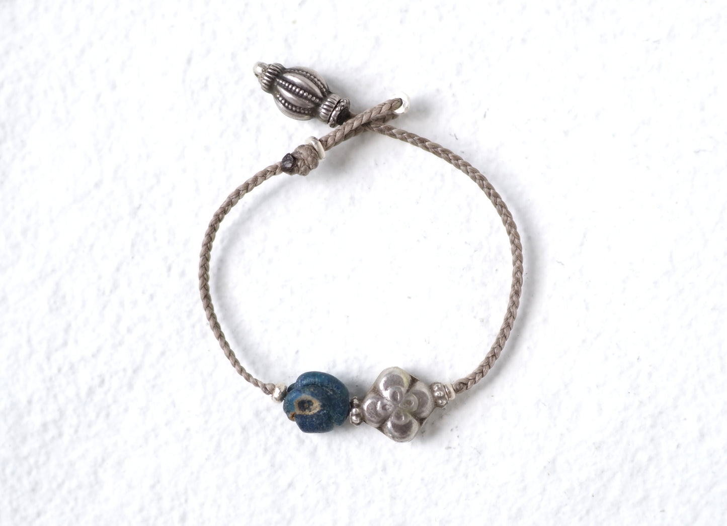 -Roman eye beads・old Afgan silver- code bracelet