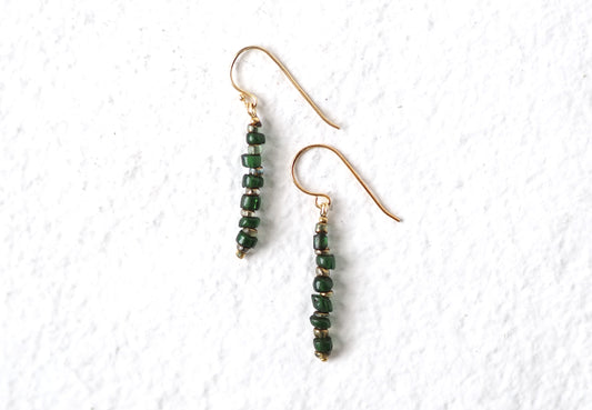 -Bonda beads'green・gold'- gold hooks