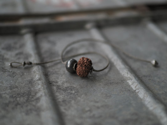 -"11_faces"Rudraksha・India old silver- code necklace