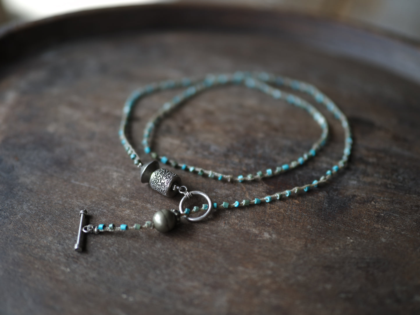 -Turquoise・Afgan old silver- braid mantel necklace
