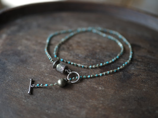 -Turquoise・Afgan old silver- braid mantel necklace