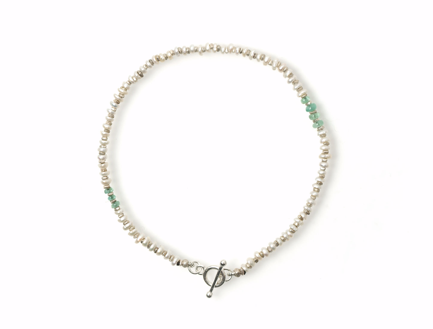 -pearl・emerald- 'beads line' bracelet
