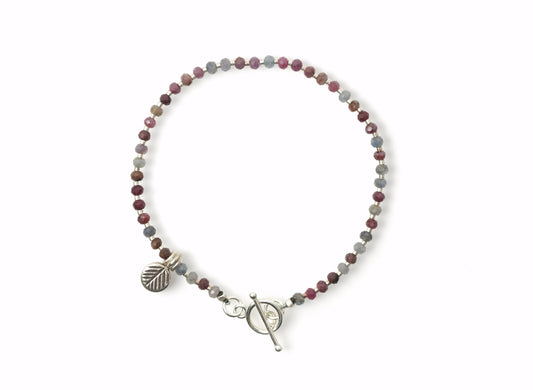 -Ruby & Sapphire- 'beads line' bracelet