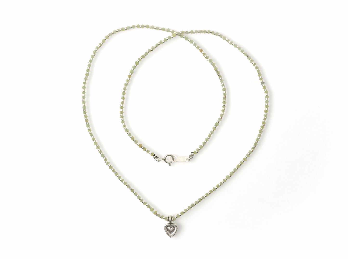 -Heart charm- 'beads line' pendant