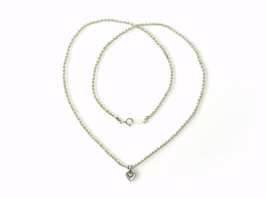 -Heart charm- 'beads line' pendant
