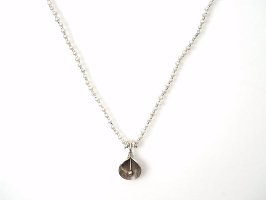 -Flower charm- pearl 'beads line' pendant