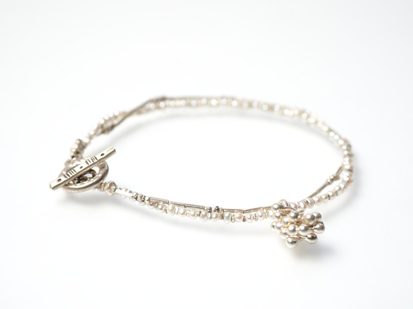 -Pearl・Silver- 'double' bracelet