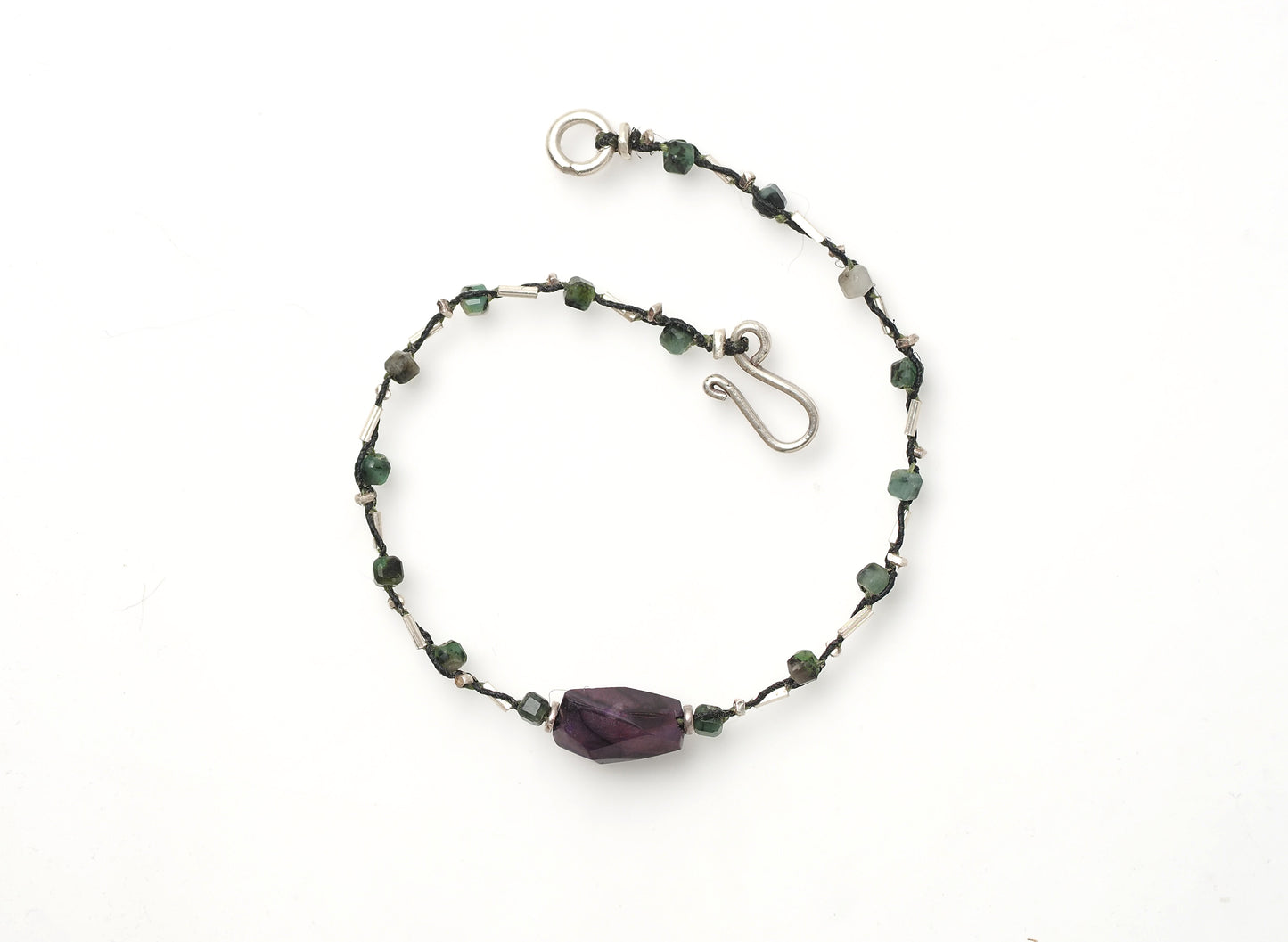 -Sugilite- 'emerald・silver' braid