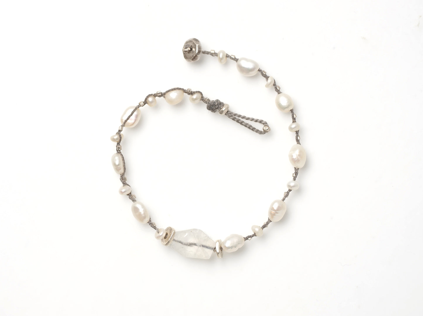 -Andesine labradorite- 'pearl・silver' braid