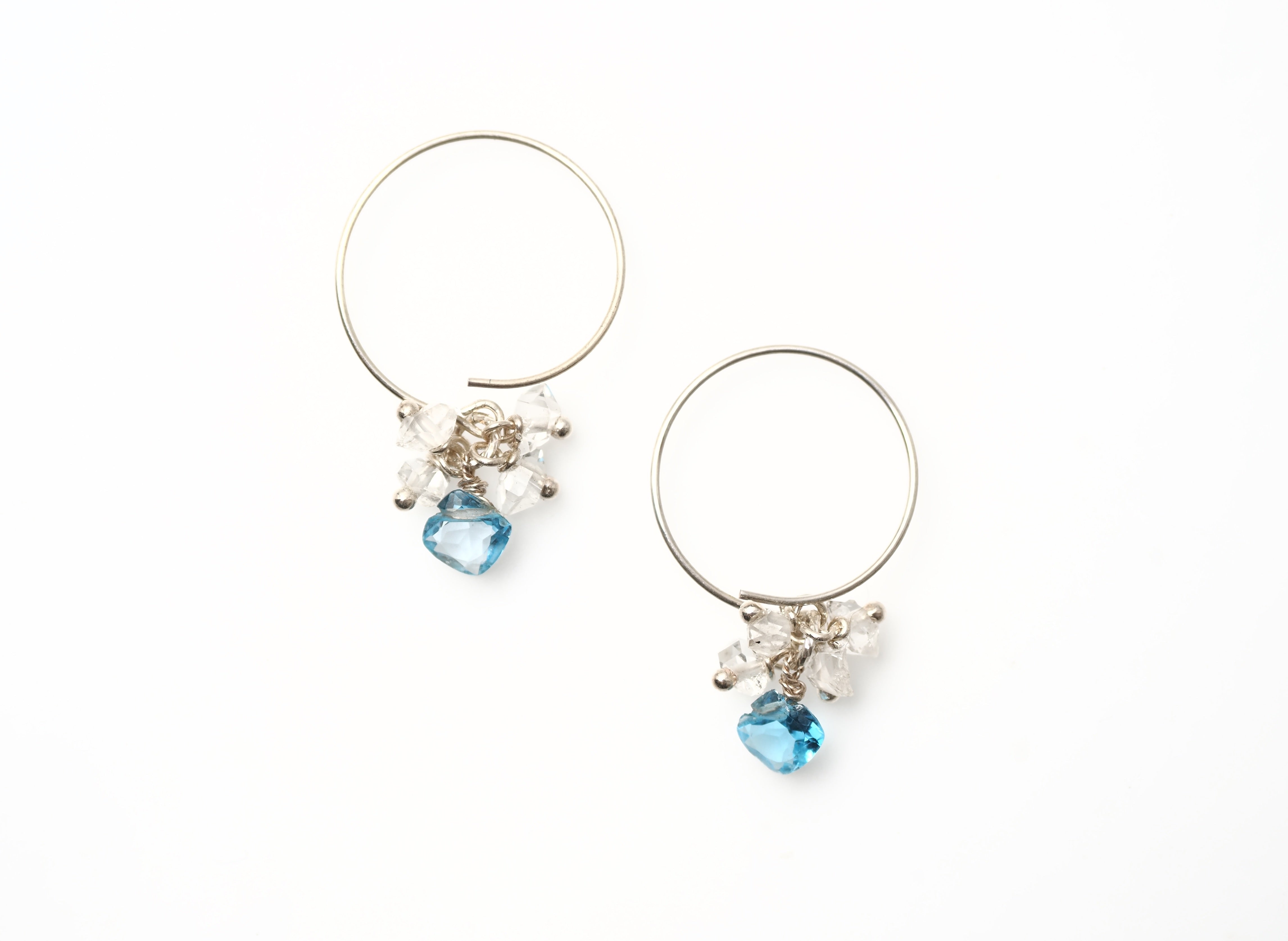 Swissblue topaz・Herkimer diamond- hoops – K A L P A