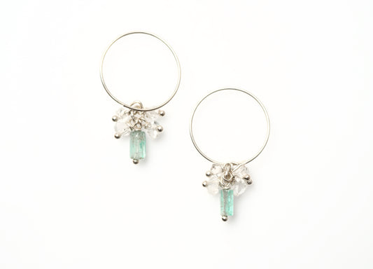 -Emerald・Herkimer diamond- hoops