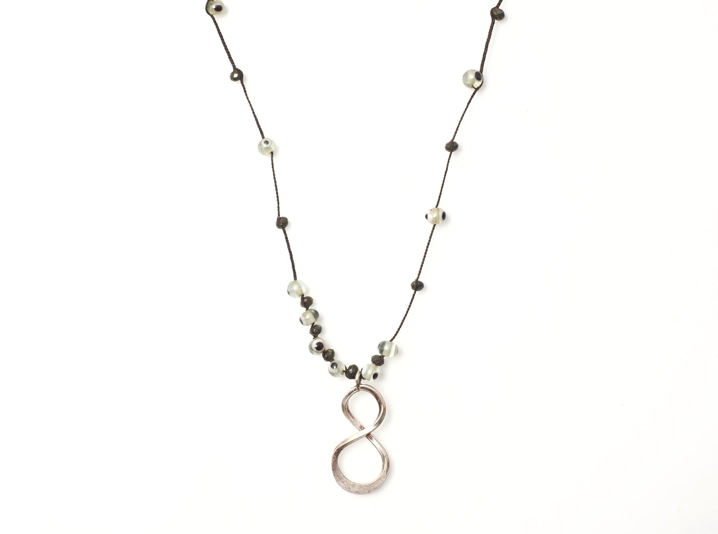 -Figure eight- 'silver・eye beads' braid long