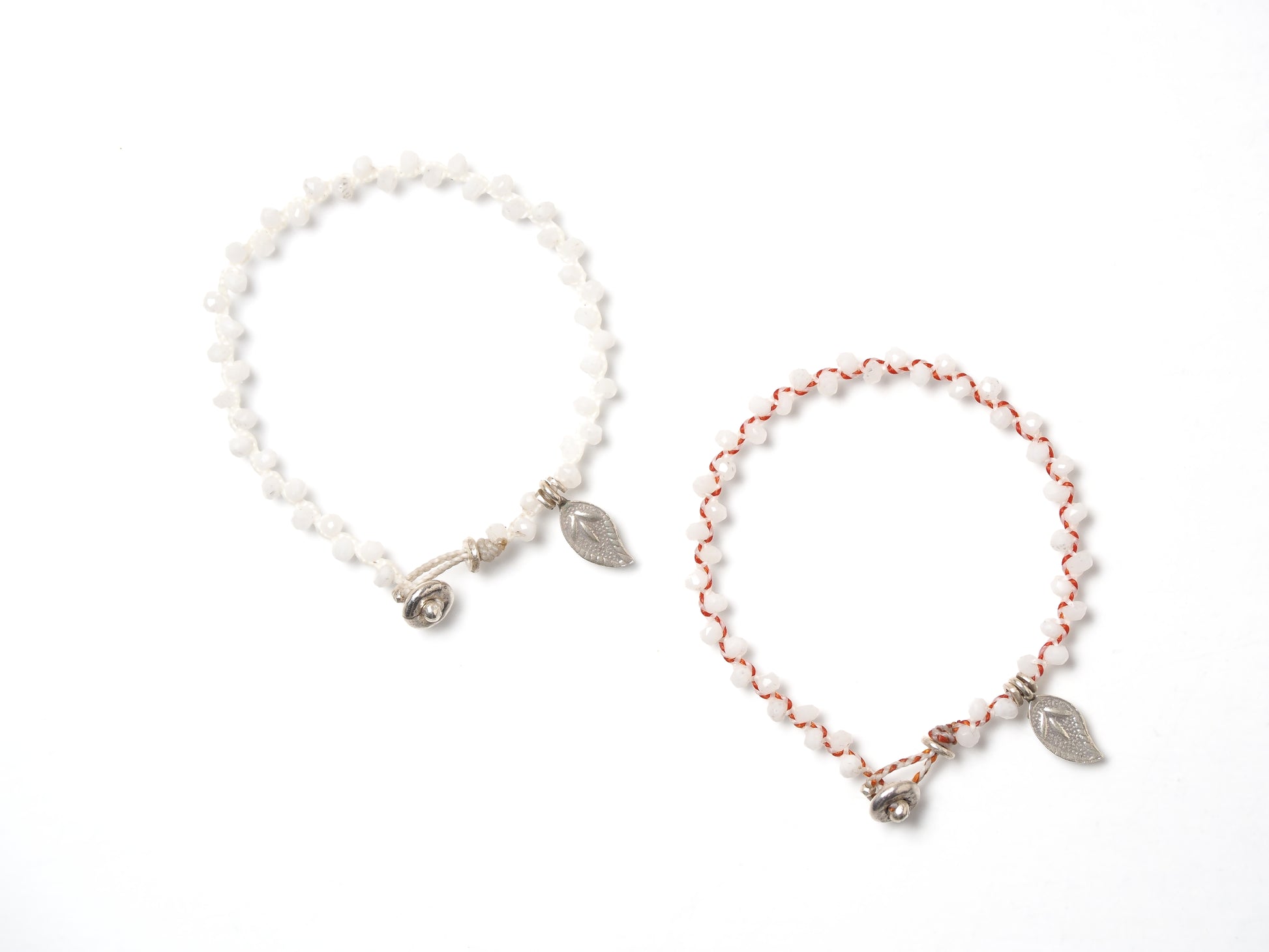 -white chalcedony- braid bracelet