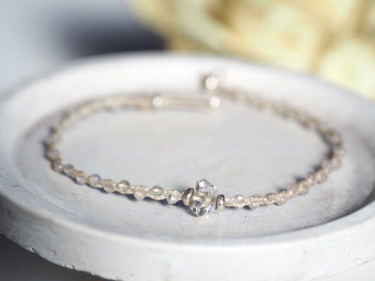 -Herkimer diamond- braid bracelet