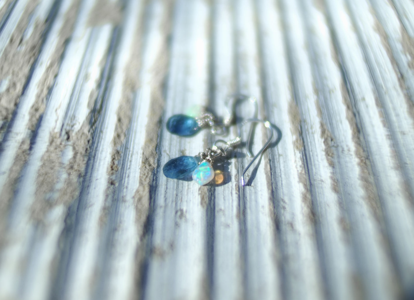 -'Santa Maria' Aquamarine・Opal- hooks