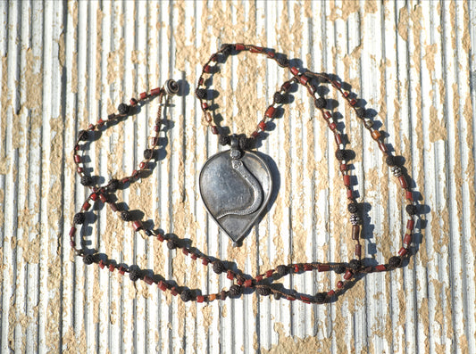 -India old silver- "black & red" braid