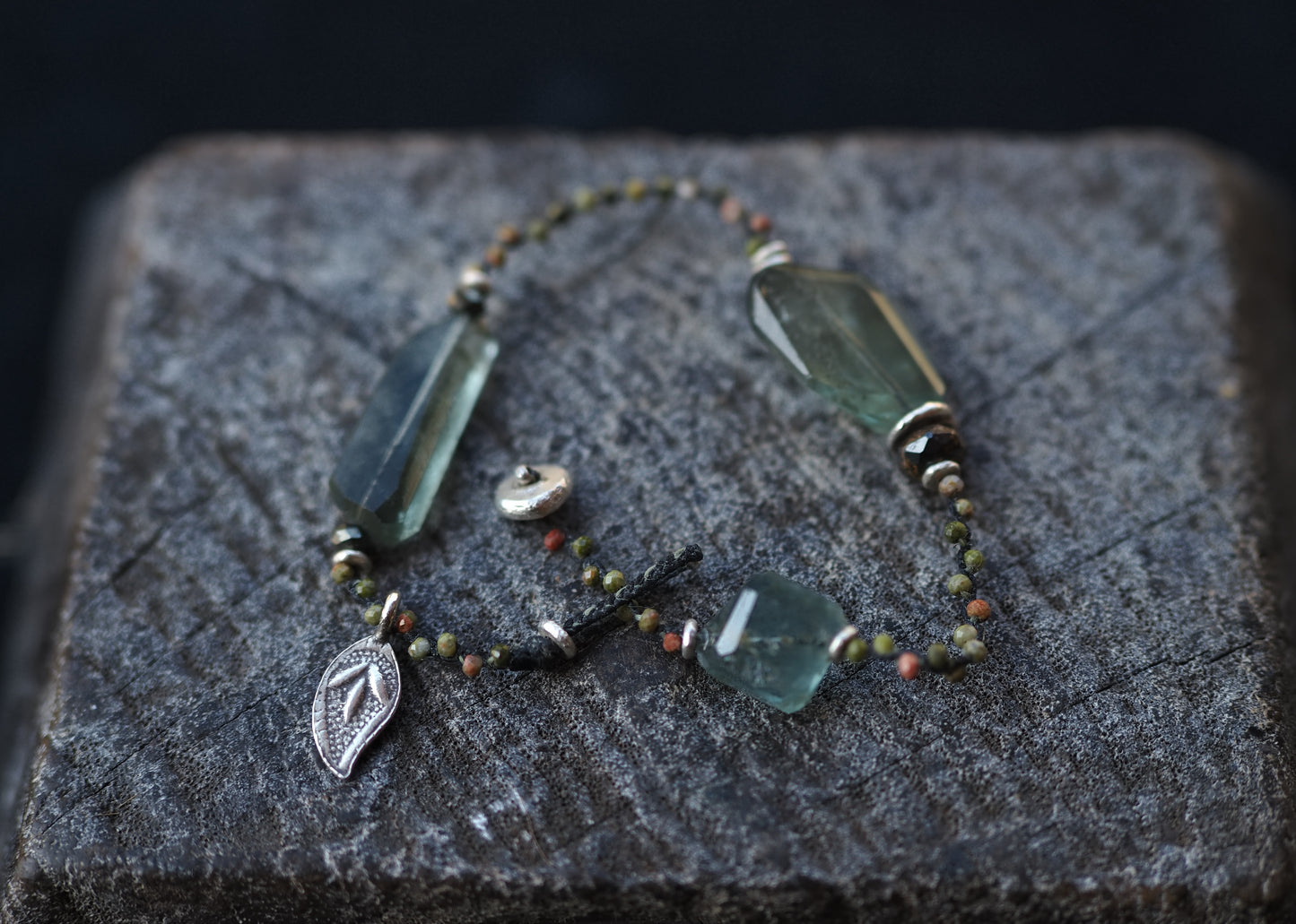-Fluorite- unakite braid