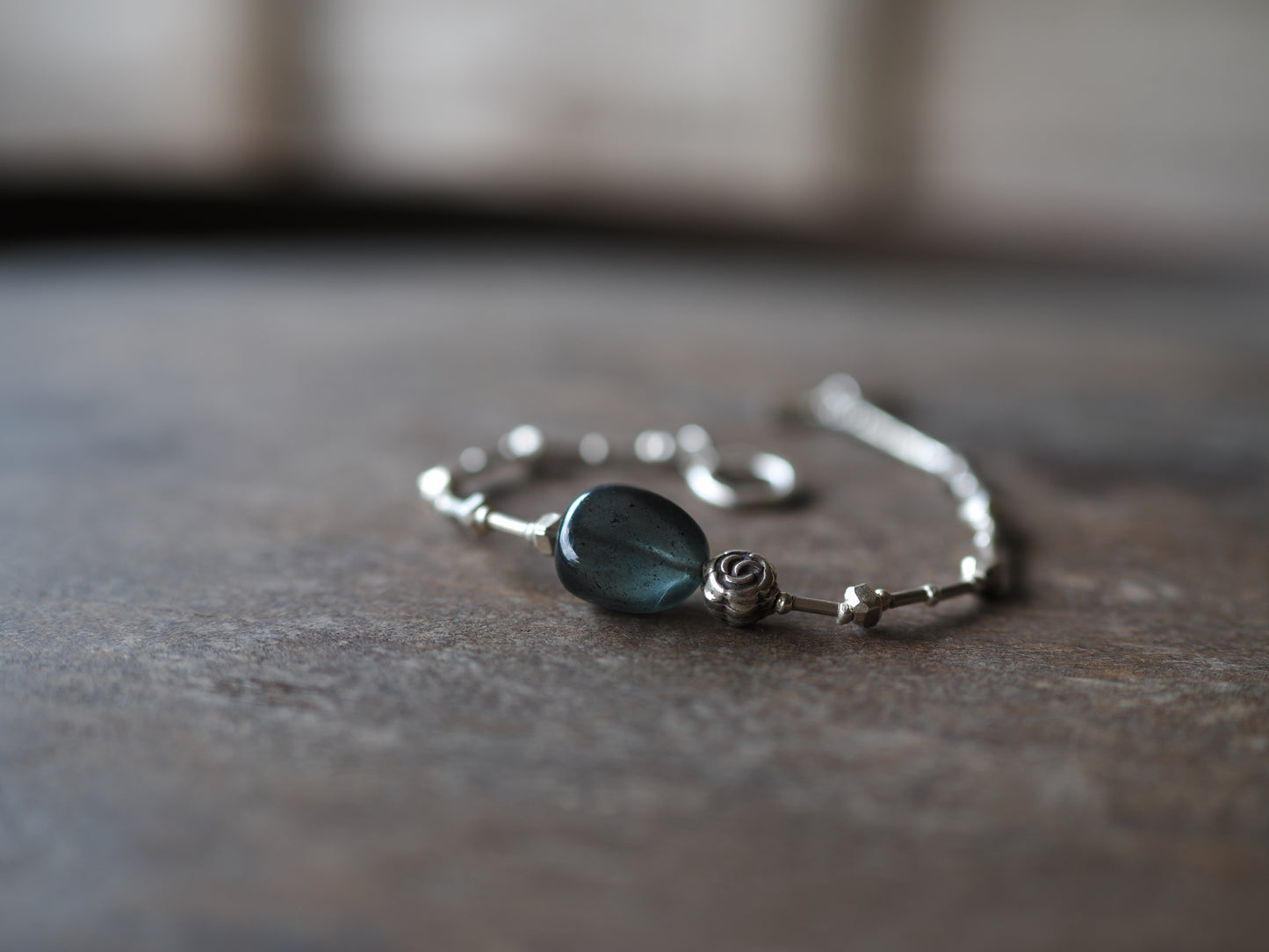 -Moss aquamarine- silver