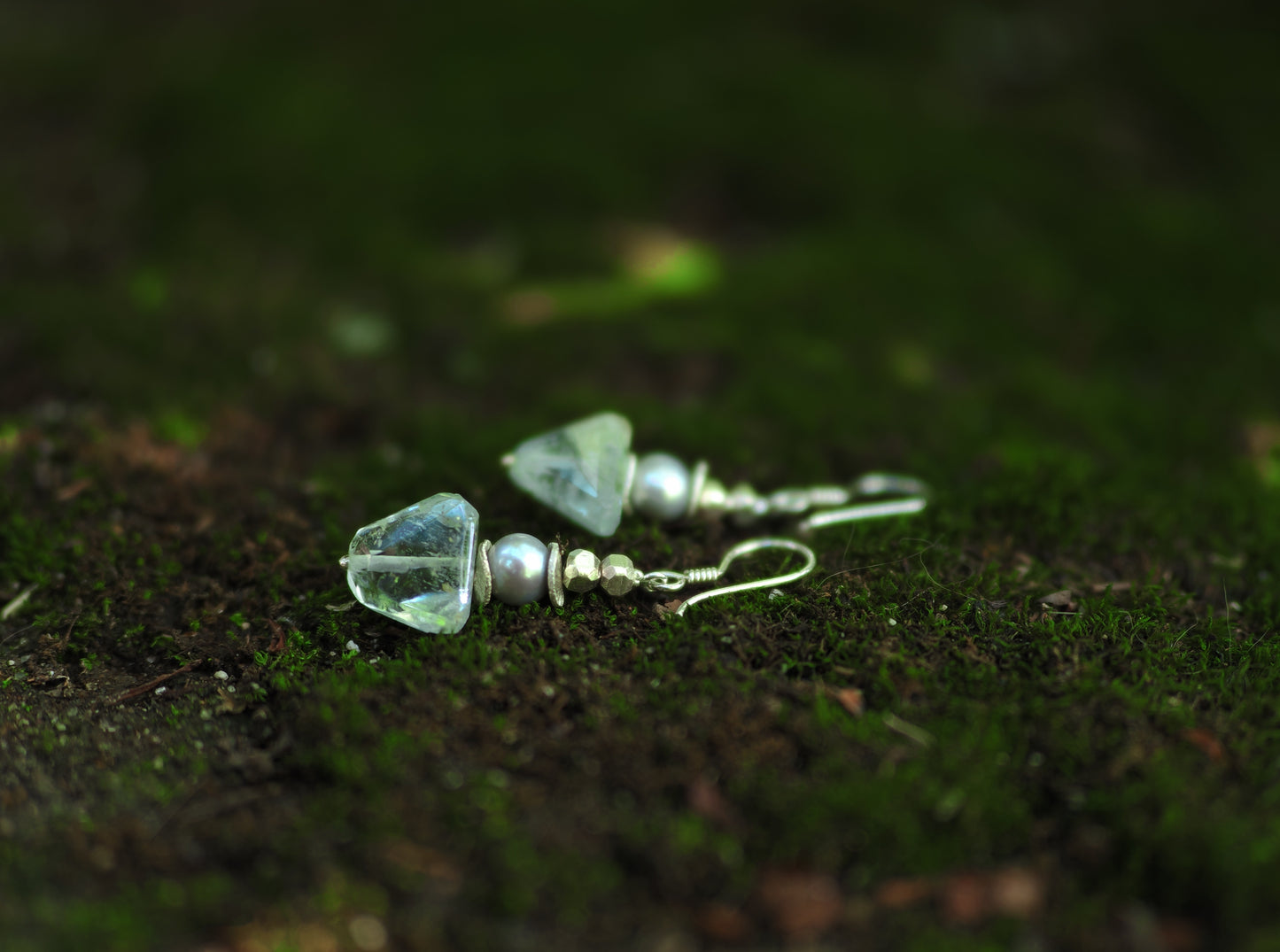 -Aquamarine・Pearl・Silver- hooks