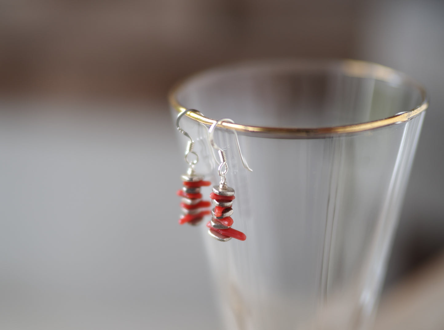 -Natural coral・silver- hooks