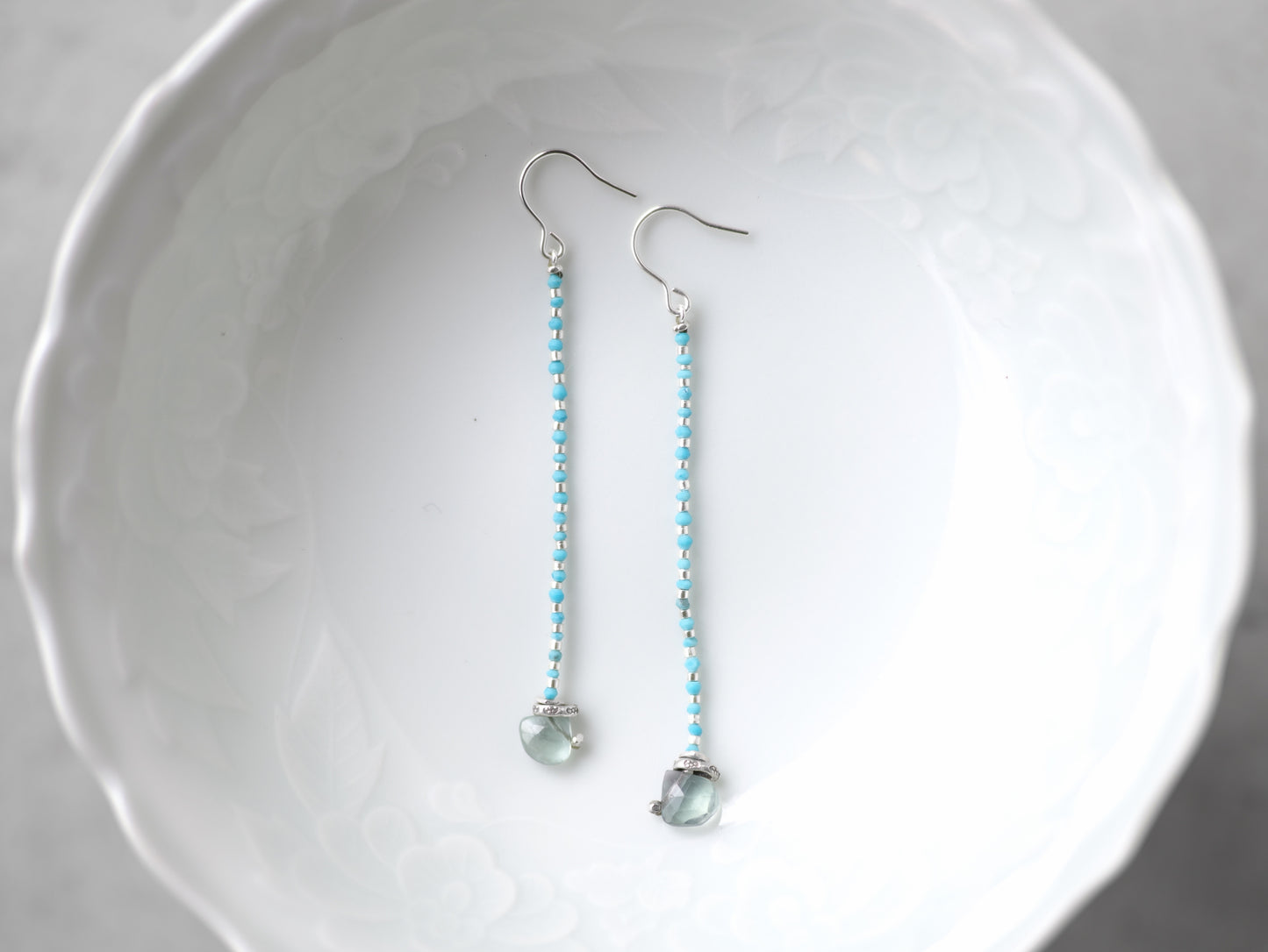 -Fluorite- 'turquoise・silver' long line_hooks