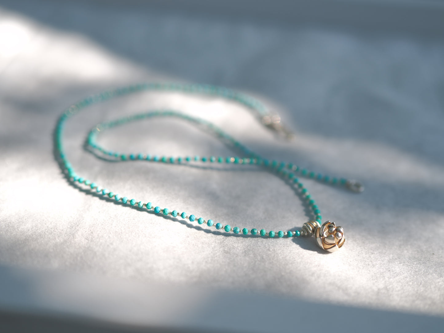 -Flower charm- 'turquoise・silver' pendant