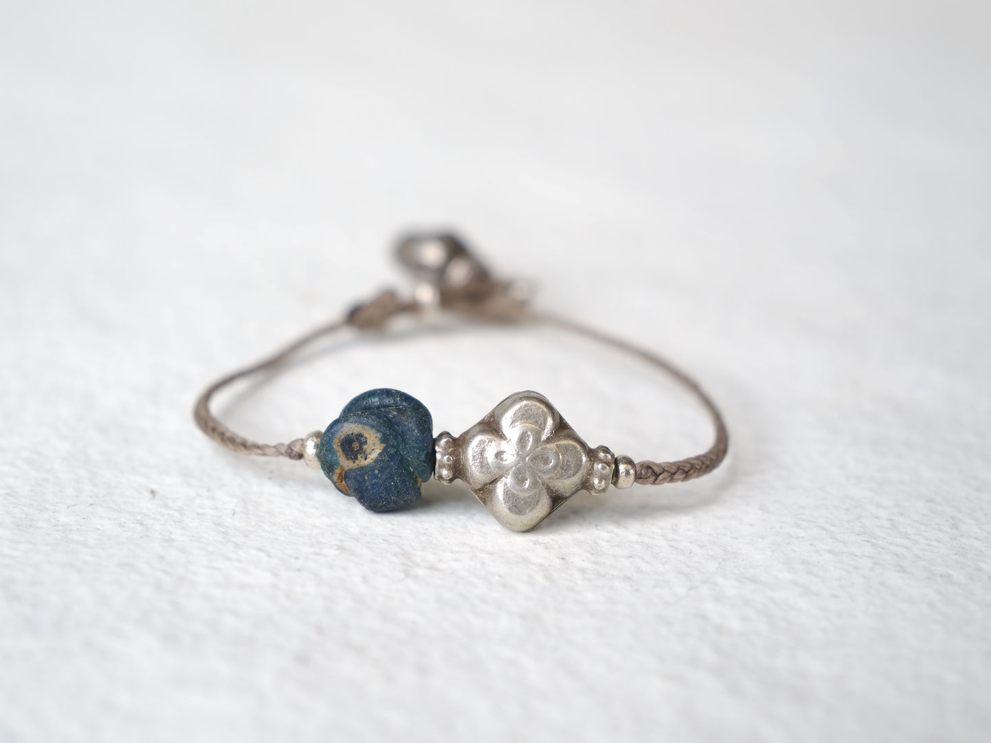 -Roman eye beads・old Afgan silver- code bracelet