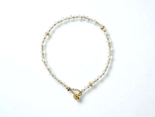 -White topaz・Rutilated quartz- gold bracelet