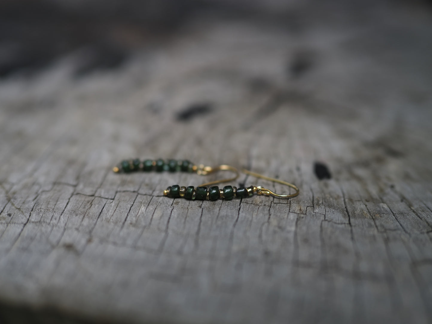 -Bonda beads'green・gold'- gold hooks