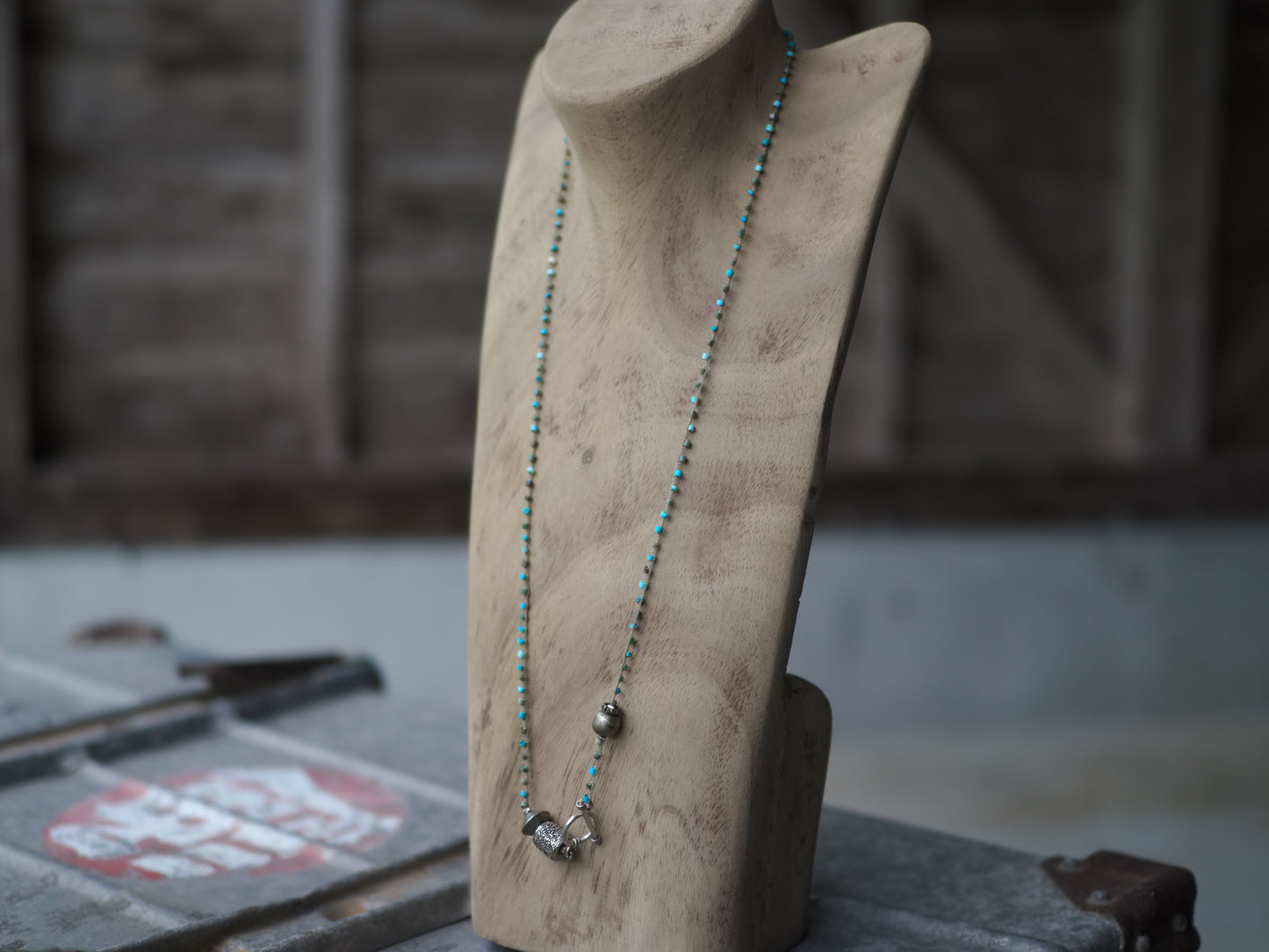 -Turquoise・Afgan old silver- braid mantel necklace