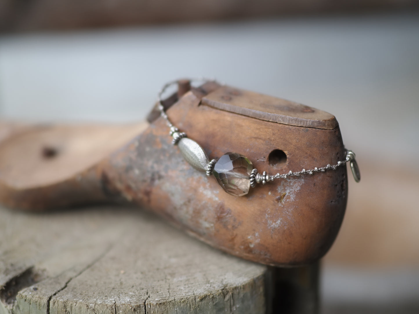 -Quartz・Karensilver- braid anklet