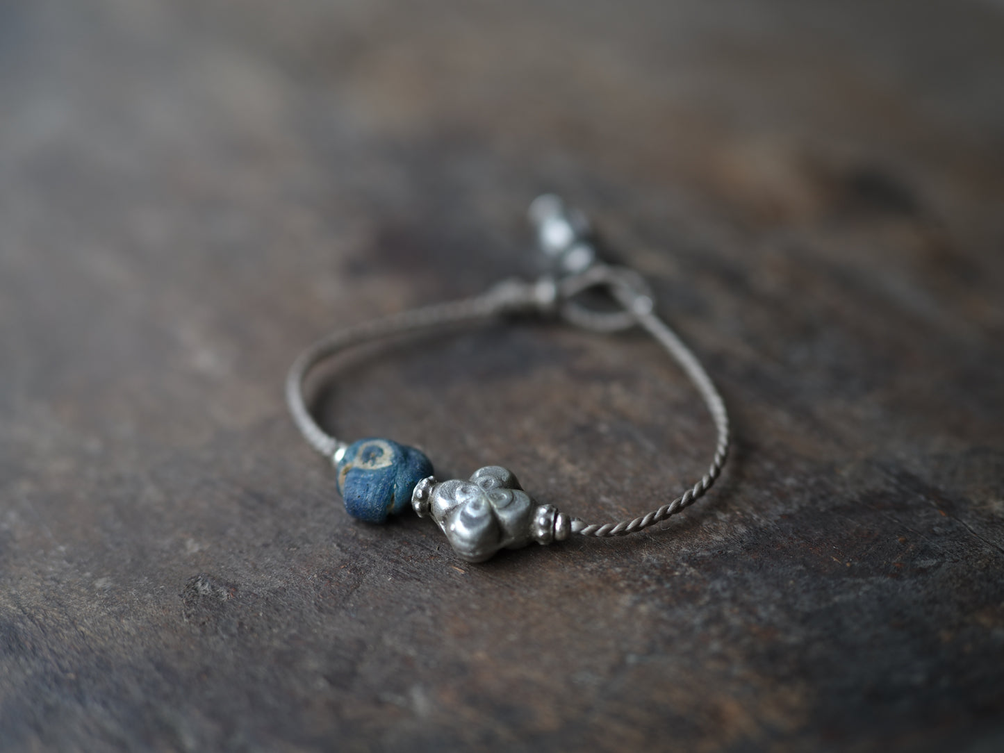 -Roman eye beads・old Afgan silver- code bracelet