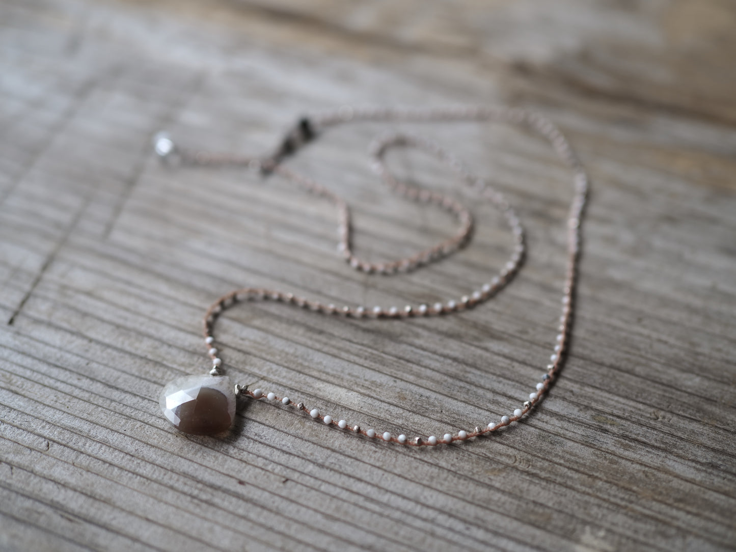 -Solar quartz- braid long pendant