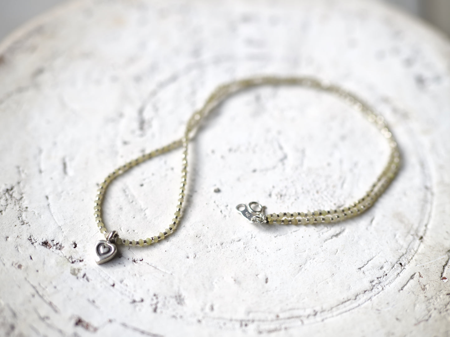 -Heart charm- 'beads line' pendant