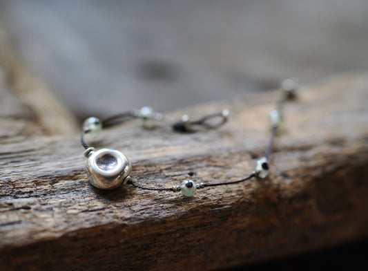 -Silver・Eyebeads- code bracelet