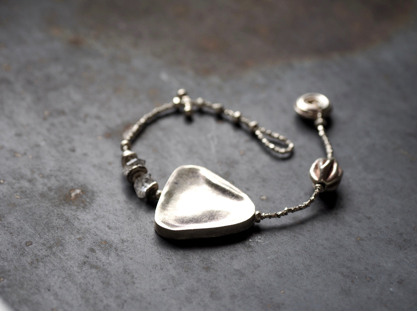-Triangle silver・Herkimer diamond- silver bracelet