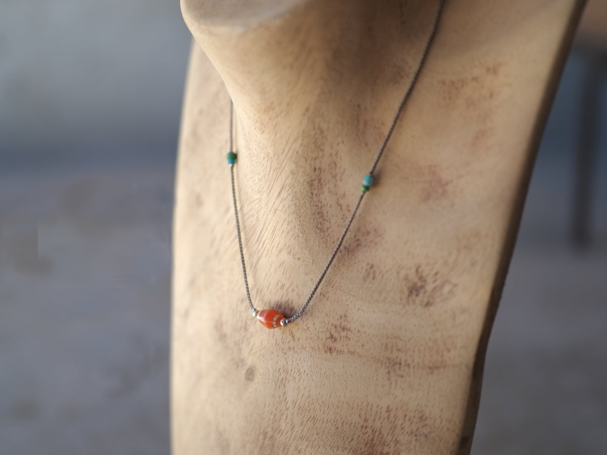 -Etched carnelian- code necklace