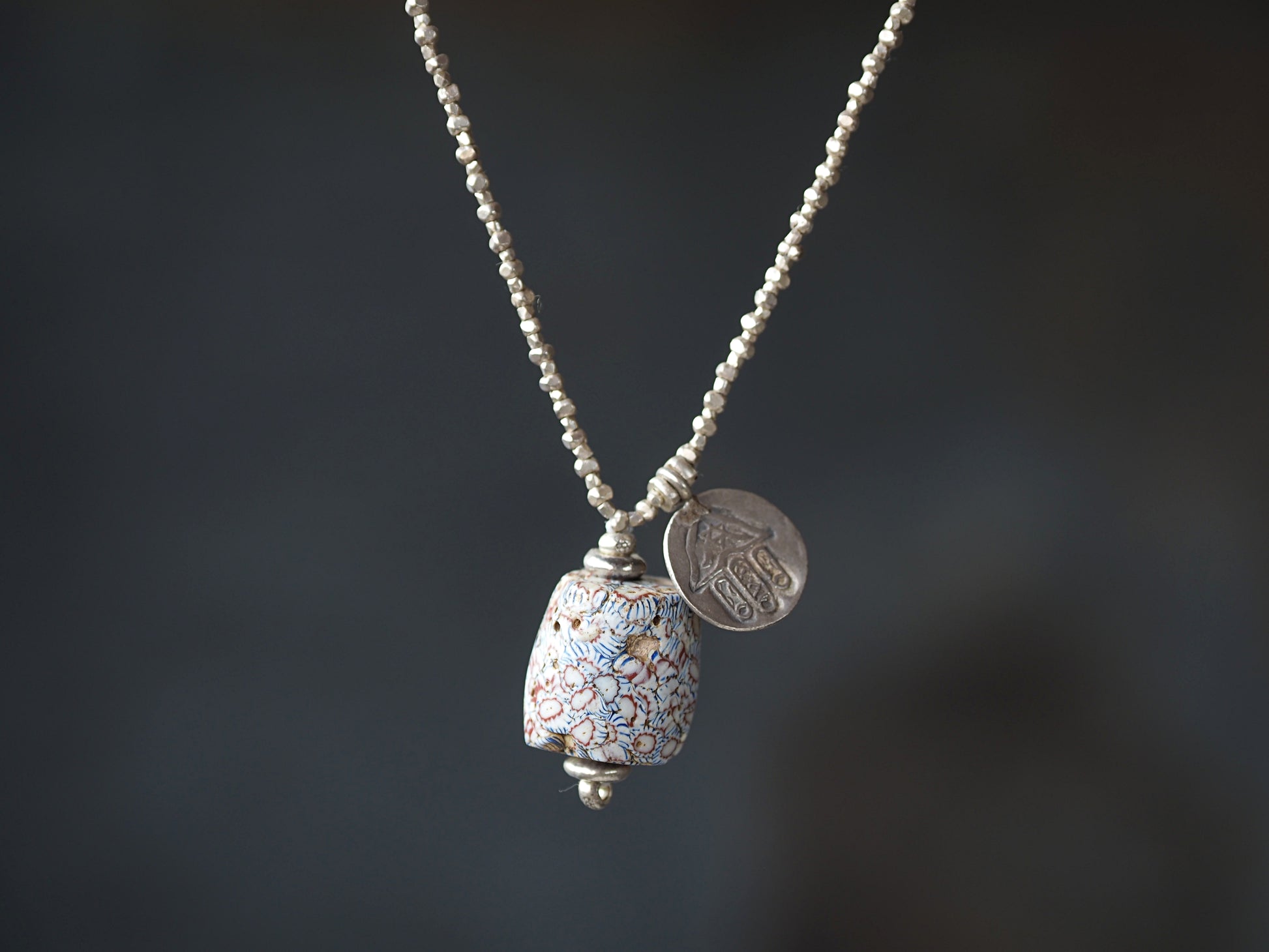 -Old millefiori- silver pendant