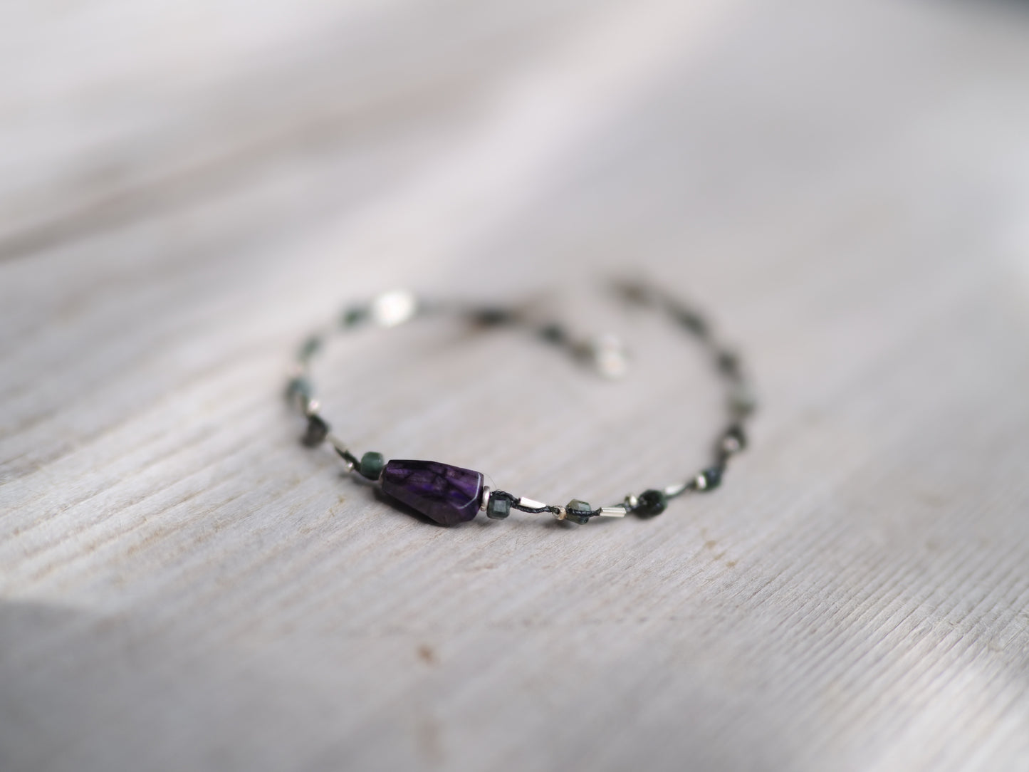 -Sugilite- 'emerald・silver' braid