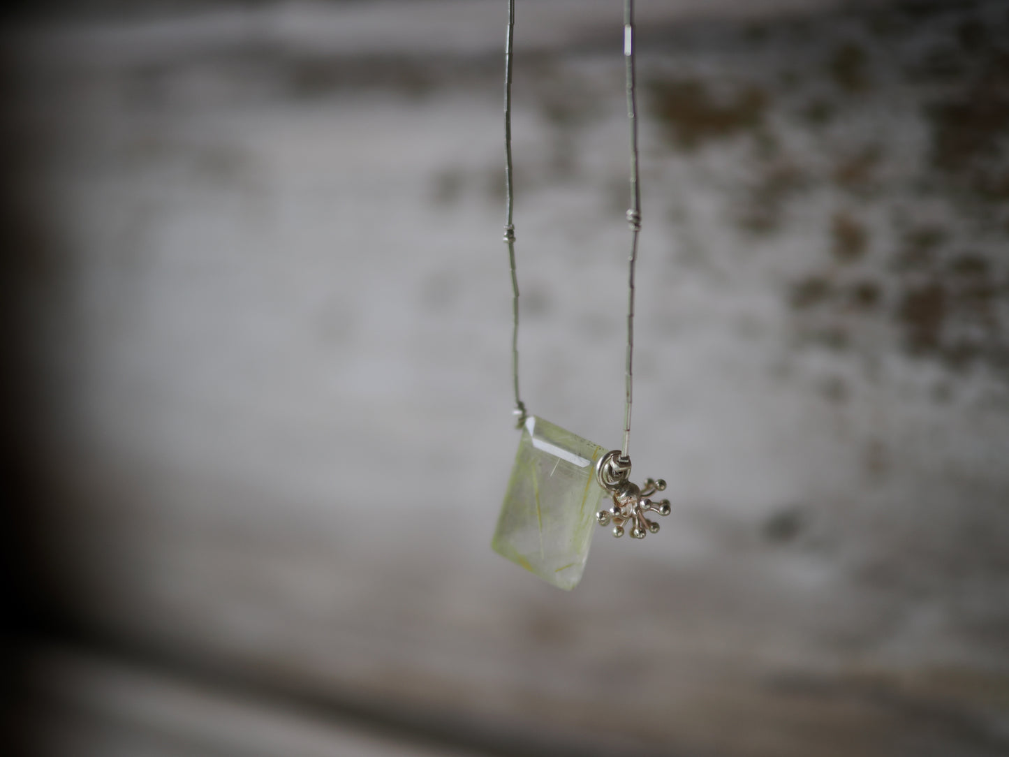 -Rutilated quartz- silver pendant